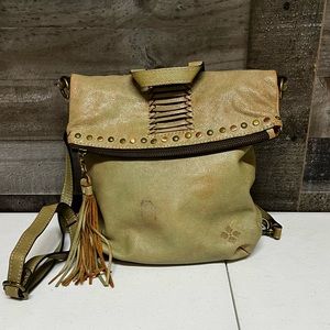 Patricia Nash Washed Denim Luzille Leather Convertible Backpack